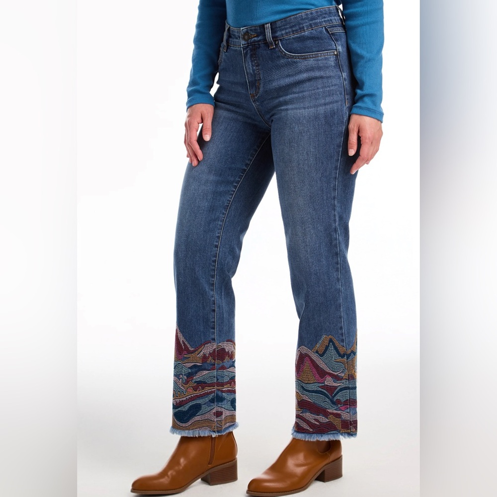 FDJ Christina Women's Straight Ankle Dark Indigo Blue Denim Jeans Size 14 NEW